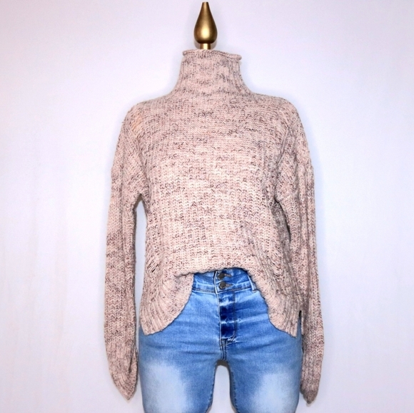 Express Sweaters - Express Wool High Neck Chunky Knit Pullover Sweater, Medium Color: Beige